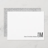 Modern Elegant 3 Monogram Initial Boho Rustic Mitteilungskarte (Vorne/Hinten)