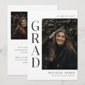 Modern Elegant 3 Photo Collage Graduation Ankündigung (Vorne/Hinten)