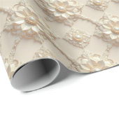 Modern Elegant "3D" Look Wedding Floral Gift Wrap Geschenkpapier (Rolleneckpunkt)