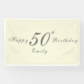  Modern Elegant 50th Birthday Party Banner (Horizontal)