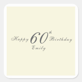 Modern Elegant 60th Birthday Party Quadratischer Aufkleber