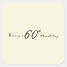 Modern Elegant 60th Birthday Party Quadratischer Aufkleber