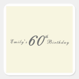Modern Elegant 60th Birthday Party Quadratischer Aufkleber