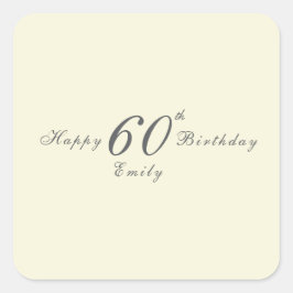 Modern Elegant 60th Birthday Party Quadratischer Aufkleber