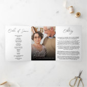 Modern Elegant 7 Photo Trifold Funeral Program Dreifach-gefaltete Programmkarte (Innenseite)