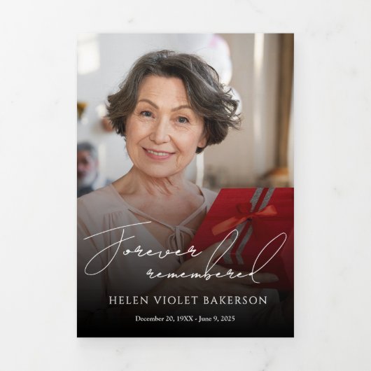 Modern Elegant 7 Photo Trifold Funeral Program Dreifach-gefaltete Programmkarte (Cover)