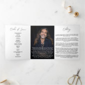 Modern Elegant 7 Photo Trifold Funeral Program Dreifach-gefaltete Programmkarte (Innenseite)