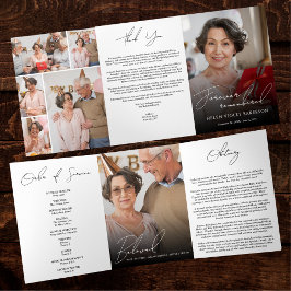 Modern Elegant 7 Photo Trifold Funeral Program Dreifach-gefaltete Programmkarte
