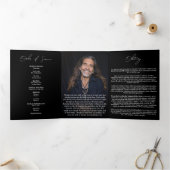 Modern Elegant 7 Photo Trifold Funeral Program Dreifach-gefaltete Programmkarte (Innenseite)