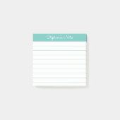 Modern Elegant Aqua Personalized Lined Post-it Klebezettel (Vorderseite)