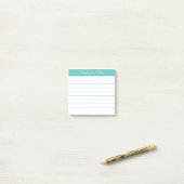 Modern Elegant Aqua Personalized Lined Post-it Klebezettel (Auf Schreibtisch)