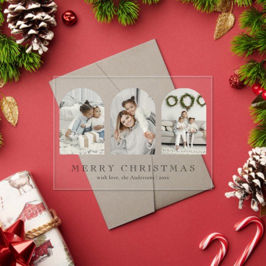 Modern Elegant Arch 3 Photo Collage Christmas Card Acryleinladungen (Insitu (Feiertag))