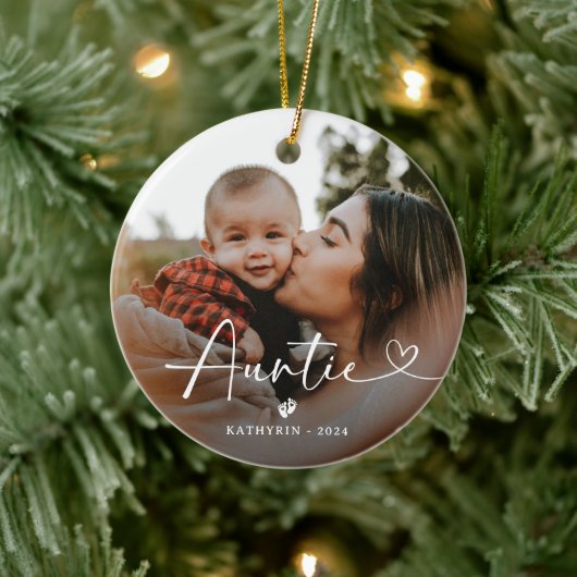 Modern Elegant Auntie Photo Keramik Ornament (Baum)