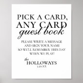 Modern Elegant B&W Playing Card Guest Book Sign Poster (Vorne)