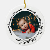 Modern Elegant Baby First Christmas Black White Keramik Ornament (Vorne)
