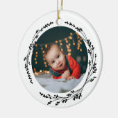 Modern Elegant Baby First Christmas Black White Keramik Ornament (Links)