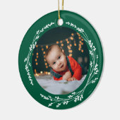 Modern Elegant Baby First Christmas Green Keramik Ornament (Links)