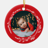 Modern Elegant Baby First Christmas Red Keramik Ornament (Vorne)