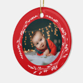 Modern Elegant Baby First Christmas Red Keramik Ornament (Links)