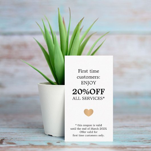 Modern Elegant Beauty Black White First Time Rabattkarte