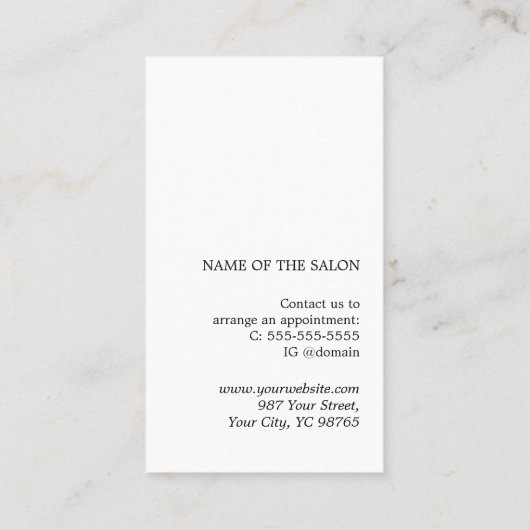 Modern Elegant Beauty Salon First Time Rabattkarte (Rückseite)