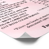 Modern Elegant Beauty Salon Price List Poster (Ecke)