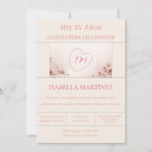 Modern Elegant Bilingual Quinceanera Birthday Einladung (Vorderseite)