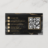 Modern Elegant Black Agate QR Code Visitenkarte (Rückseite)