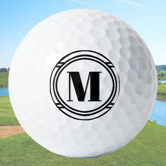 Modern Elegant Black and White Custom Monogram Golfball