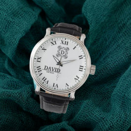 Modern Elegant Black and White Custom Name Armbanduhr