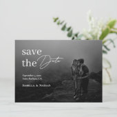Modern Elegant Black and White Photo Wedding Save The Date (Stehend Vorderseite)