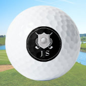 Modern Elegant Black and White Stylish Monogrammed Golfball