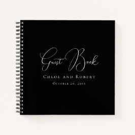 Modern Elegant Black and White Wedding Guest Book Notizblock