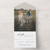 Modern Elegant Black and White Wedding Photo All In One Einladung (Innen Boden)