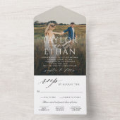 Modern Elegant Black and White Wedding Photo All In One Einladung (Innen Boden)