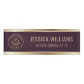 Modern Elegant Black Burgundy Red Business Logo Namenschild (Vorderseite)