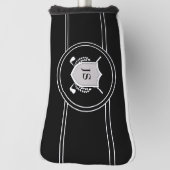 Modern Elegant Black Custom Monogram Golf Headcover (Rotieren 90)