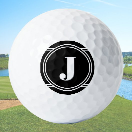 Modern Elegant Black Custom Monogram Golfball