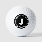 Modern Elegant Black Custom Monogram Golfball (Vorderseite)