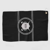 Modern Elegant Black Custom Monogram Golfhandtuch (Horizontal)