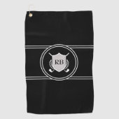 Modern Elegant Black Custom Monogram Golfhandtuch (Vorderseite)