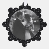 Modern Elegant Black Glitter Photo Christmas Ornament Karte (Vorderseite)