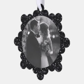 Modern Elegant Black Glitter Photo Christmas Ornament Karte (Linke Ecke)