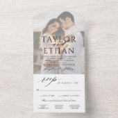 Modern Elegant Black Wedding Photo All In One Einladung (Innen Boden)