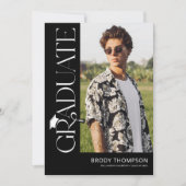 Modern Elegant Black & White 3 Photo Graduation Einladung (Vorderseite)