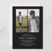 Modern Elegant Black & White 3 Photo Graduation Einladung (Rückseite)