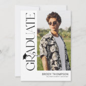 Modern Elegant Black & White 3 Photo Graduation Einladung (Vorderseite)