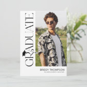 Modern Elegant Black & White 3 Photo Graduation Einladung (Stehend Vorderseite)