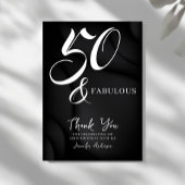 Modern Elegant Black White Fifty Fabulous Birthday Dankeskarte