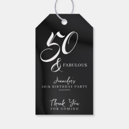Modern Elegant Black White Fifty Fabulous Birthday Geschenkanhänger